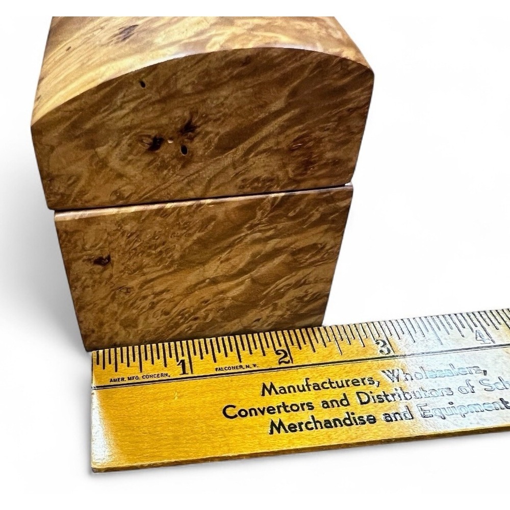 Vintage Michael Elkan Studio Crafted Burl Wood Lidded 5.75"‎ Trinket Jewelry Box - Picture 15 of 16